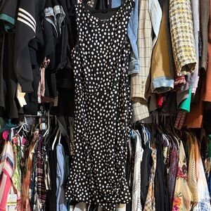 Jones New York Black and White Polka Dot Midi Dress